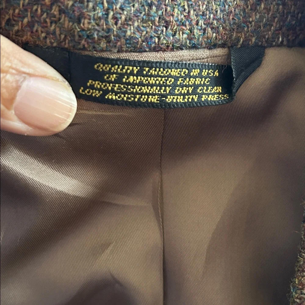 Vtg 100% Pure Scottish Wool Brown Harris Tweed Herringbone Sport Coat by GANT